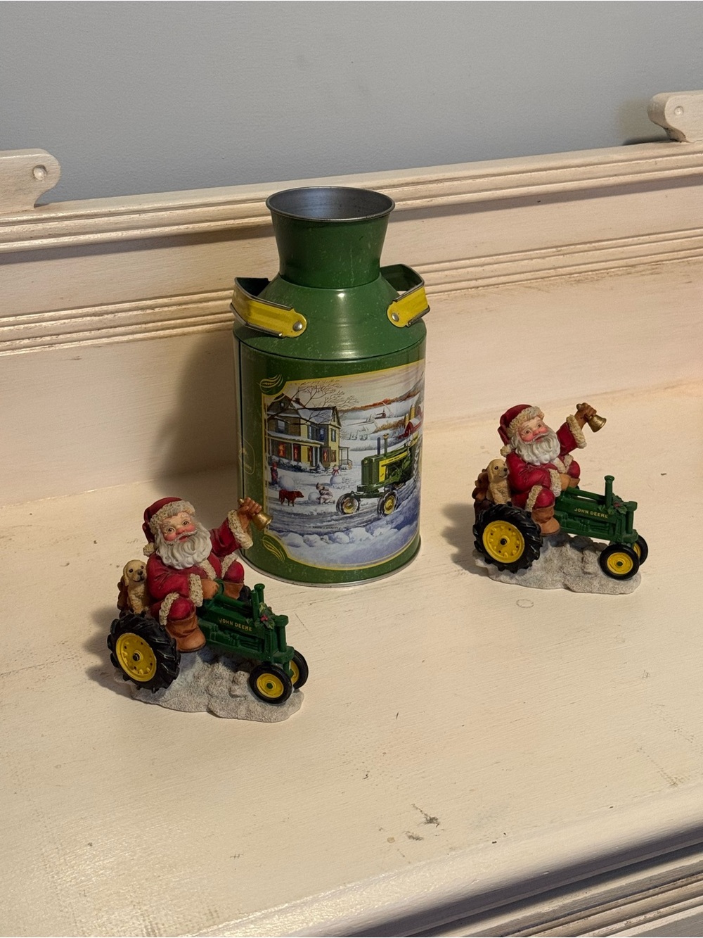 Vintage John Deere Christmas lot 3 pieces 1999 and 2007 Santa ornaments
